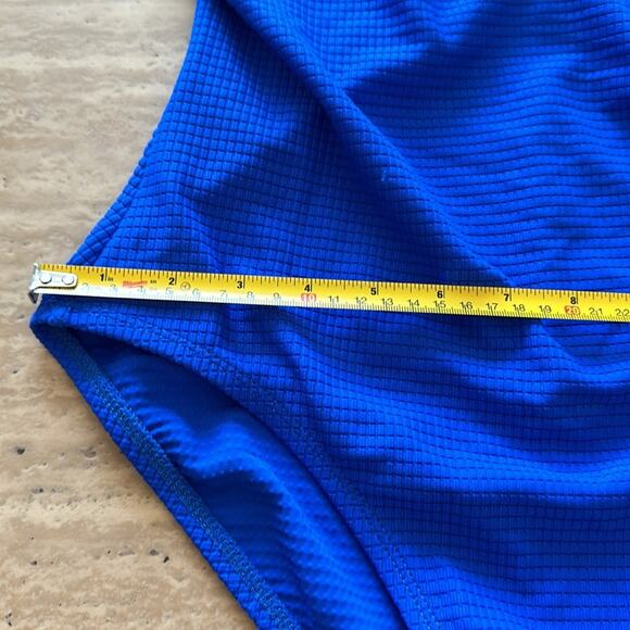 Vintage NWT One Piece Cobalt Blue Swim Wear Halter Neck Line Low Back S35 - Picture 7 of 14